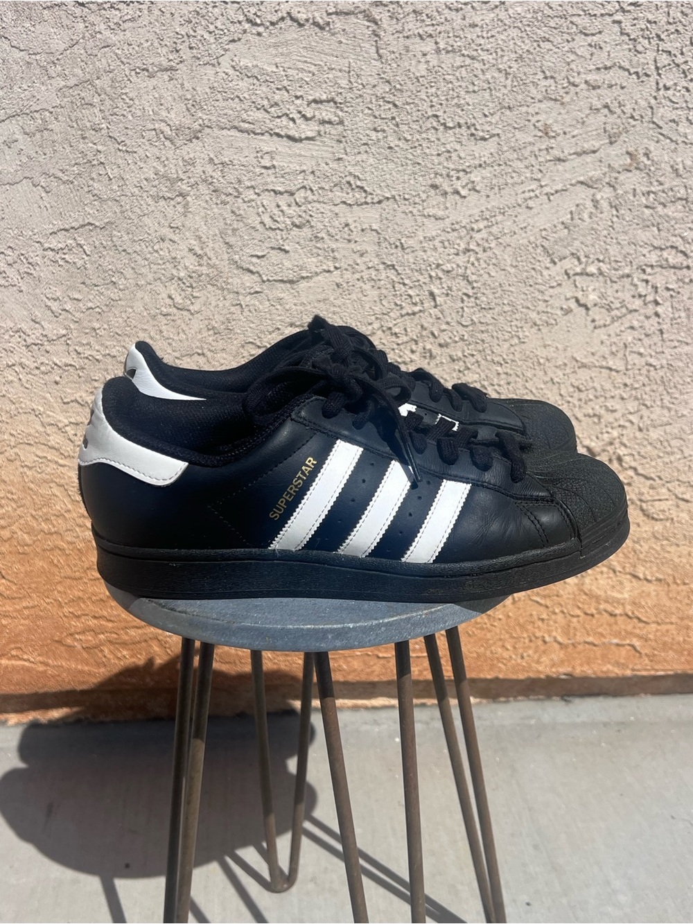 adidas Black and White Superstar Leather Sneakers